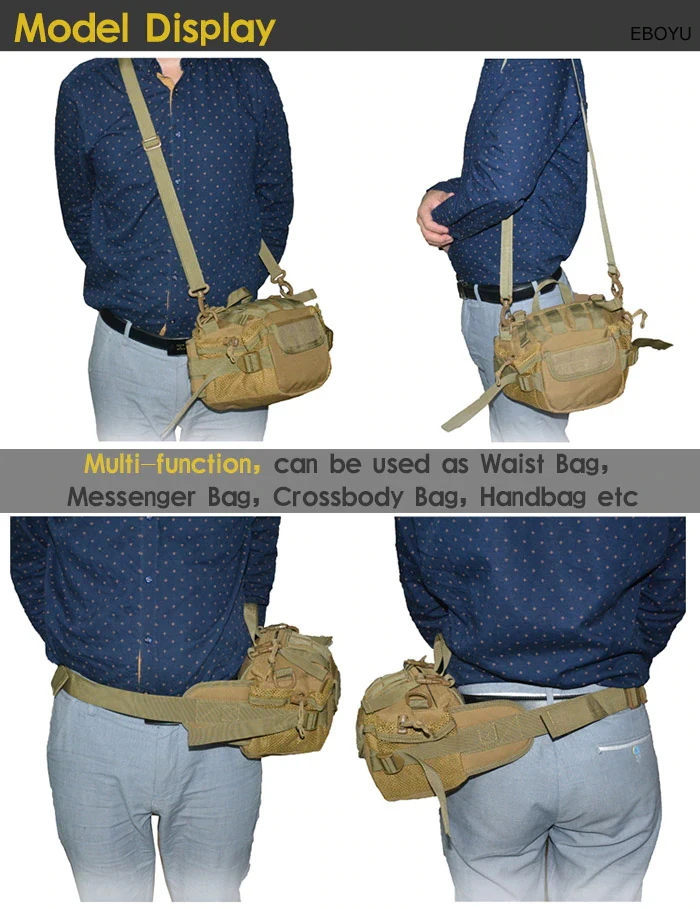 EBOYU 900D Outdoor Waterproof Multifunctional Tactical Waist Bag Multifunction Pockets Small EDC Camping Hiking Trekking