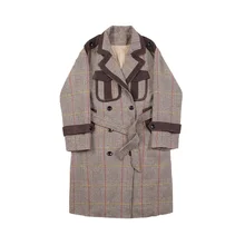 Мужская Уличная уличная одежда в винтажном стиле, толстое пальто, верхняя одежда для мужчин на осень и зиму, клетчатая двубортная Длинная шерстяная куртка, Тренч, пальто