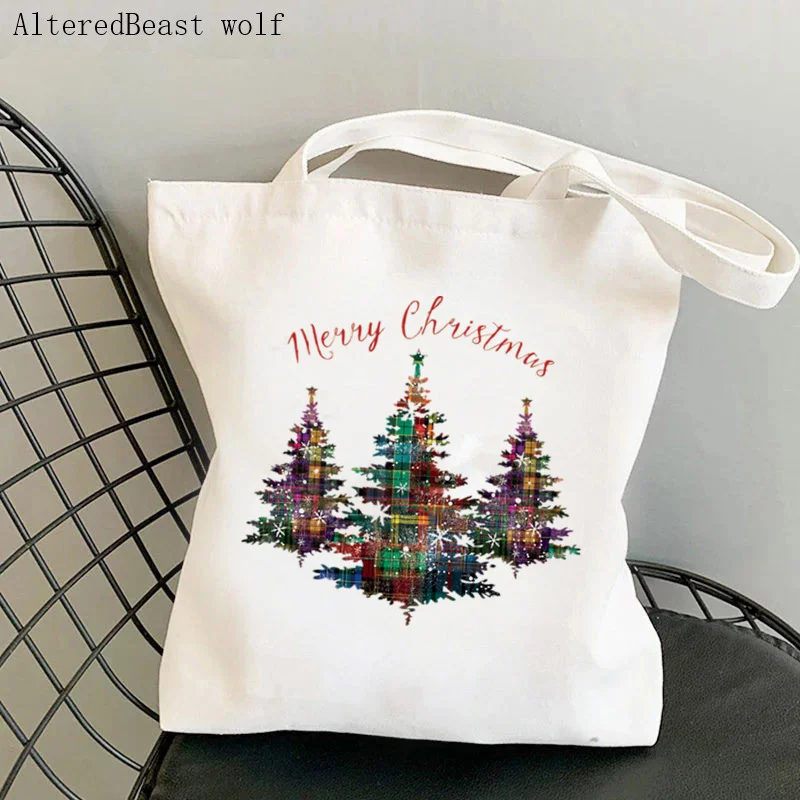 

Women Shopper bag Colorful Christmas trees Bag Harajuku Shopping Canvas Shopper Bag girl Christmas Tote Shoulder Lady Bag