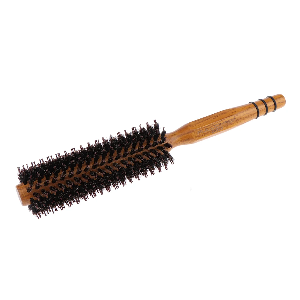 Round Styling Hair Brush Blow Dryer & Curling Rolled Brush with Natural Wooden Handle for Women and Men