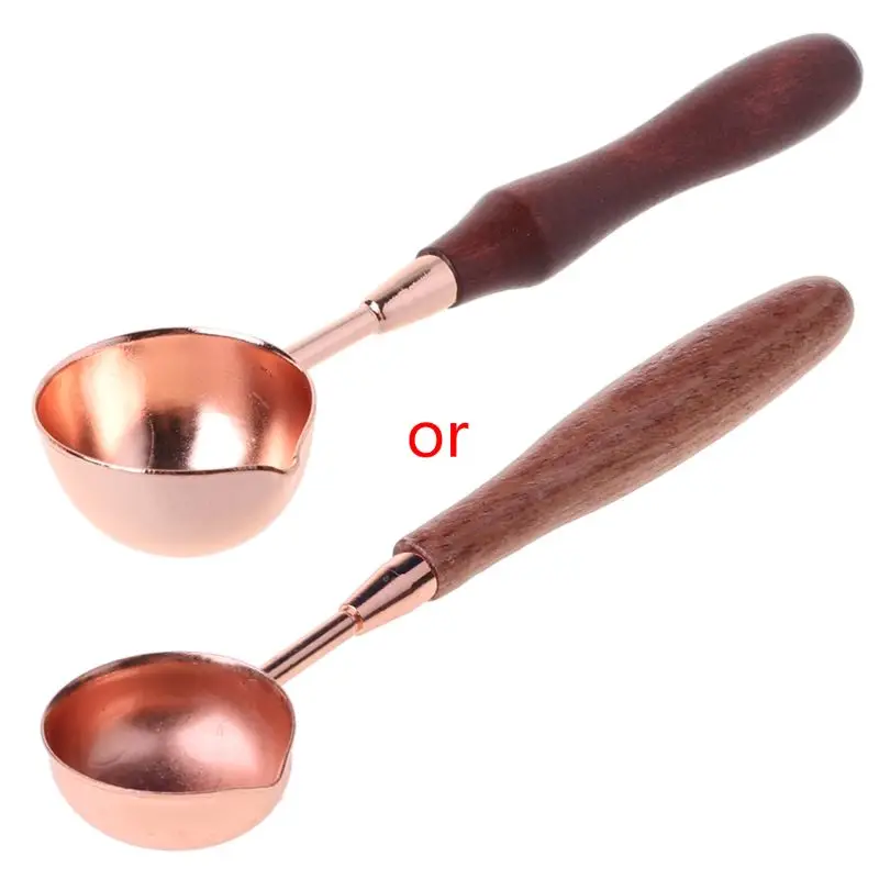 Vintage Anti-Hot Sealing Wax Spoon Wood Handle Retro Wax Stamping Spoons K1B 
