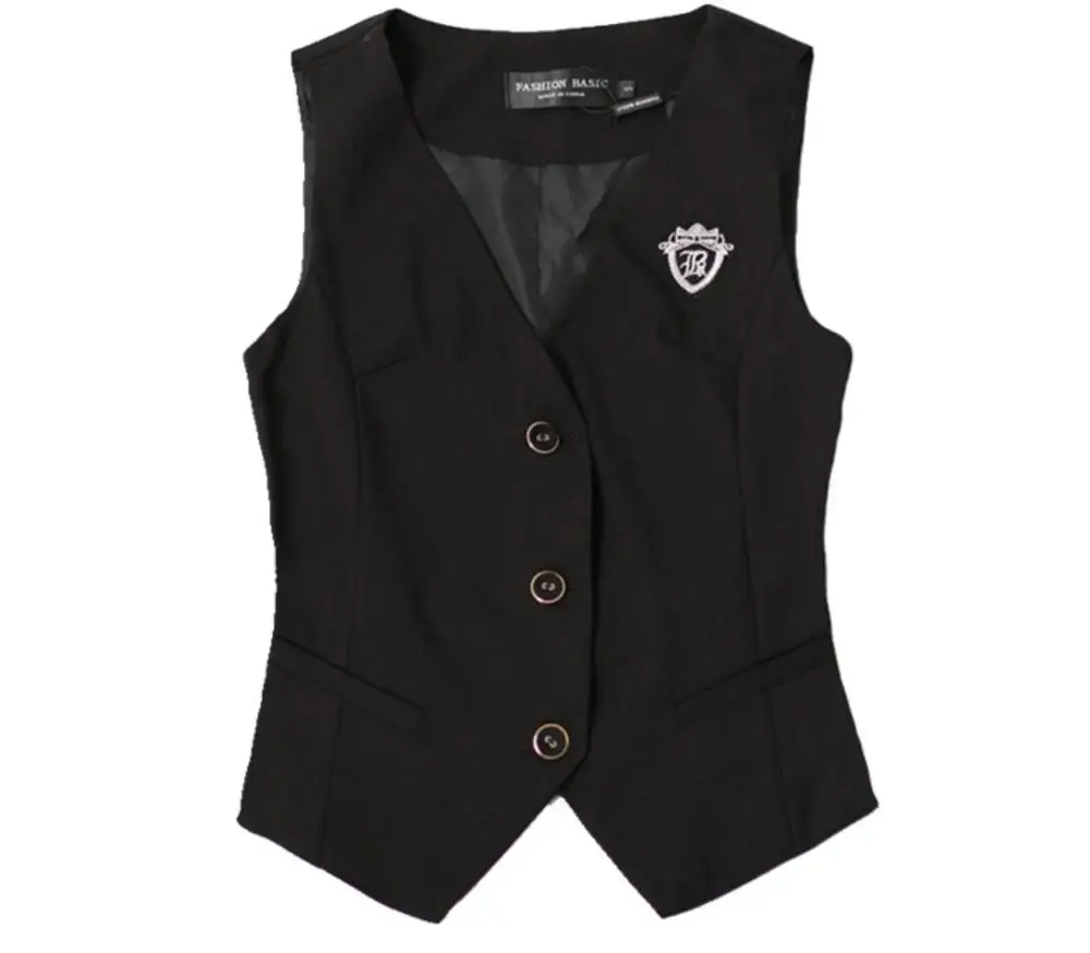 plus size 4XL!V-Neck Vest Women Thin Loose Waistcoat Single Breasted Sleeveless Blazer Feminino Short Slim Veste - Цвет: black