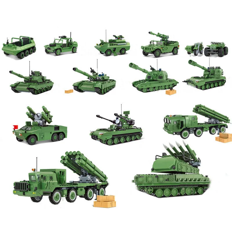 QWZ армейский танк строительные блоки кирпичи военное оружие игрушки для детей