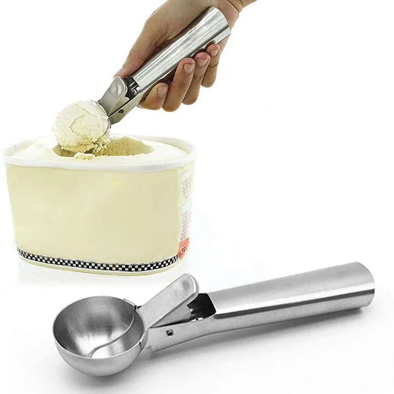 Ice Cream Spoon Stainless Steel Watermelon Fruit Ball Spoon Dessert Ice Ball Cream Non-stick Kitchen Tool Two Sizes