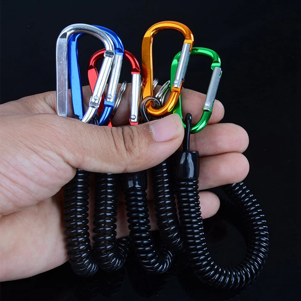 1PCS Keychain Tactical Retractable Spring Elastic Rope Security Gear Tool Hiking Camping