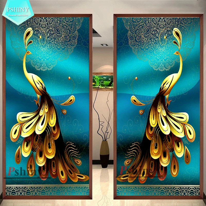 PSHINY 5D DIY Алмазная вышивка распродажа золотые павлиньи животные полная дрель