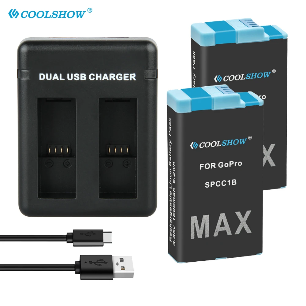 Baterias de Lítio Acessório para Câmeras de Ação para Gopro Recarregáveis Max - Image 4