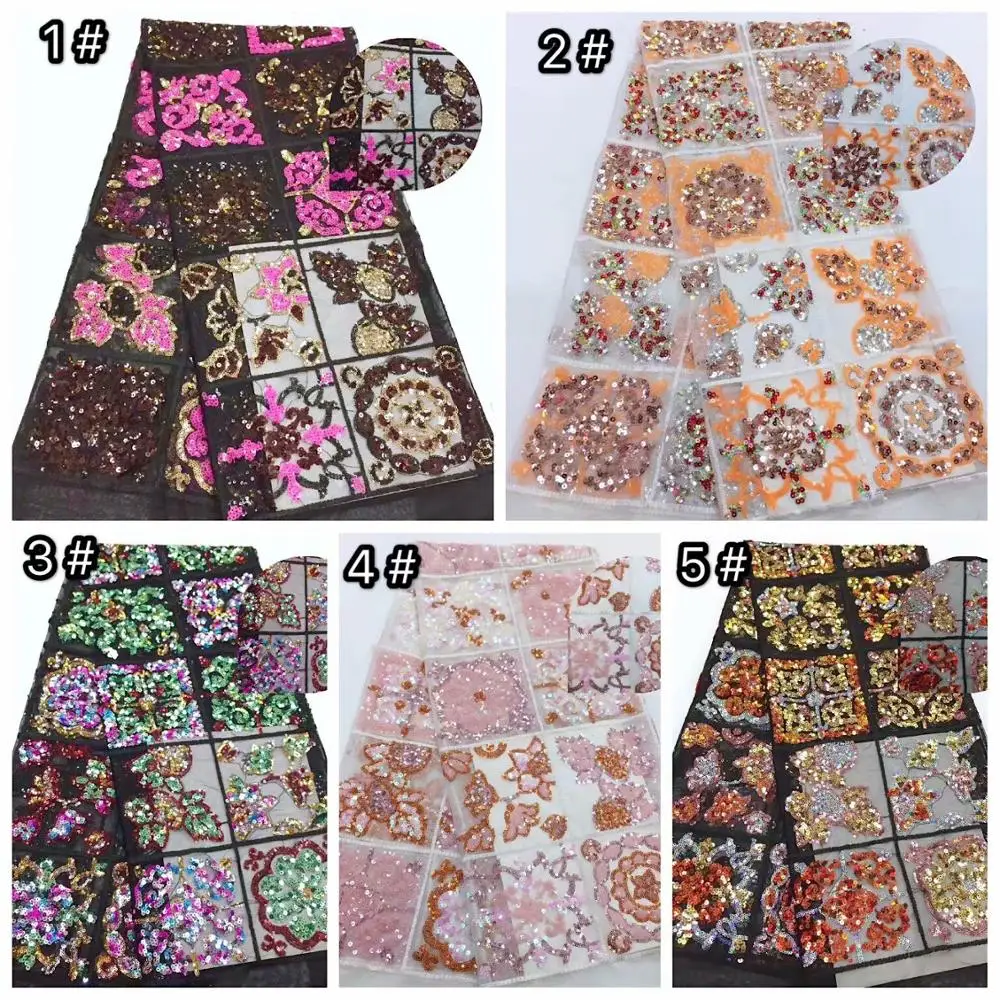 Африканские Восковые Свадебные Кружева 5 цветов розовая Роза оранжевая(5 ярдов/партия) Бусины кружева/блесток кружева вышивка цветок блесток embroid Роскошные