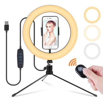 

Selfie Ring Light Photography light led rim of lamp with mobile Holder large tripod stand ringlight 10inch