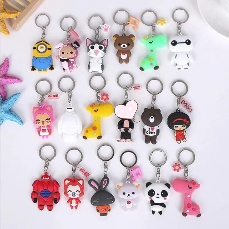 

Anime Cartoon PVC Keychain Cute Bunny Captain Key Cover For Women Key Chain Panda keyring Bag Phone Straps Chain