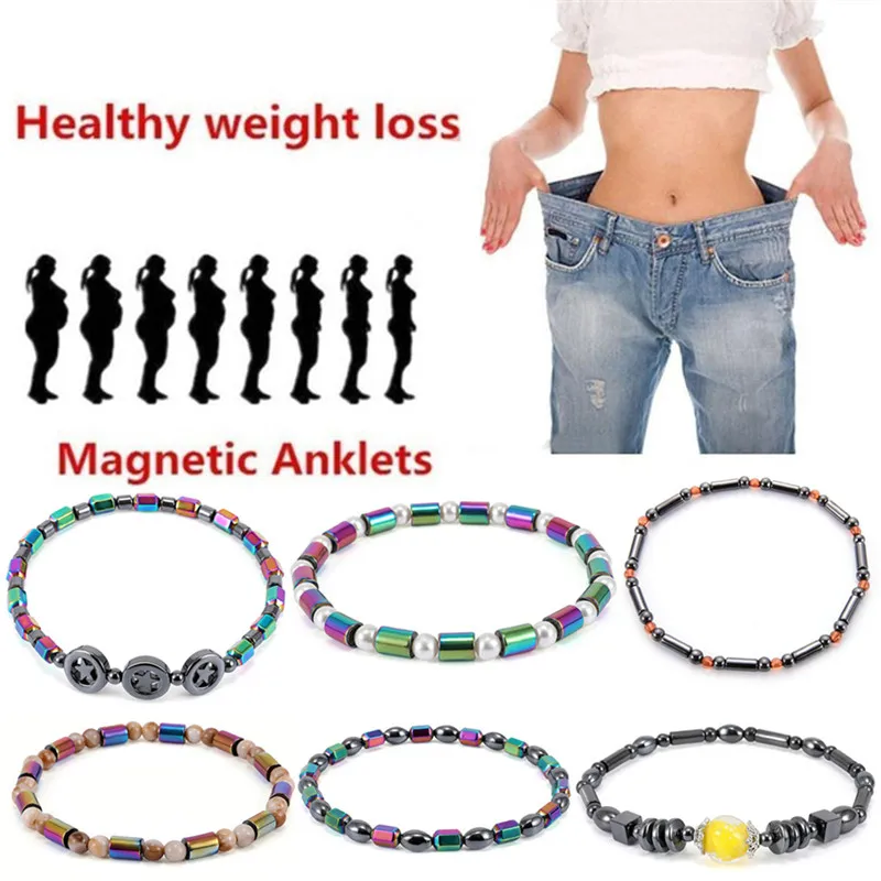 Weight Loss Bracelet Hematite Round Beads Stretch Bracelet For Men Women Anti-Fatigue Magnetic Therapy