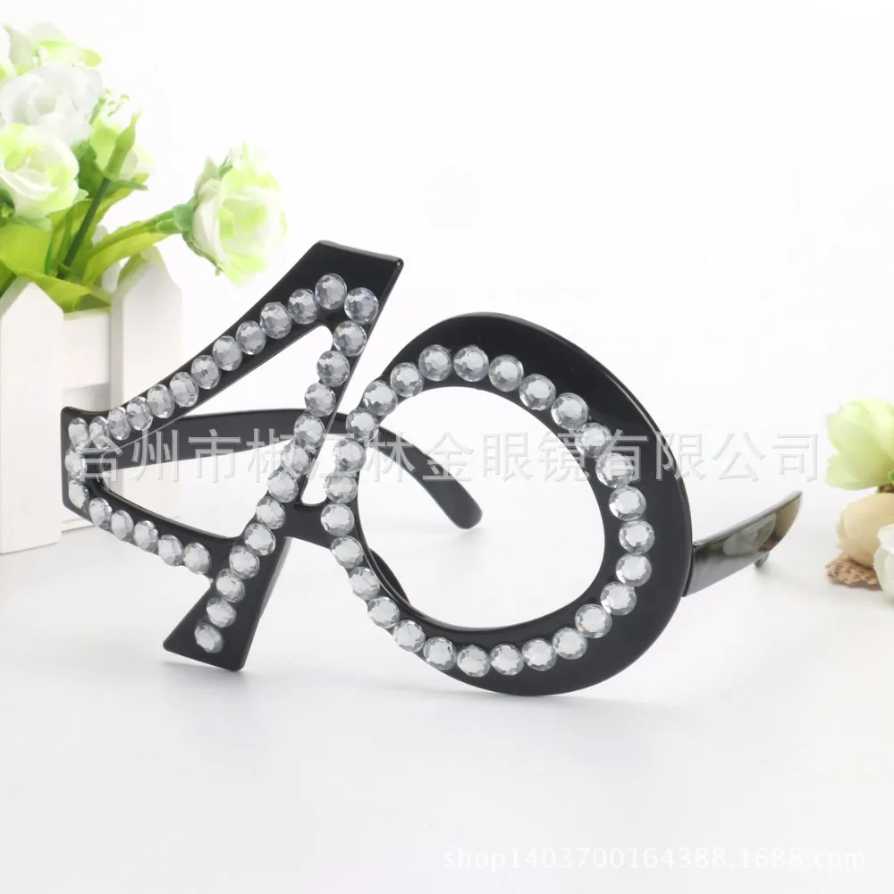 Hot Sales Creative with Numbers 40 Toy Glasses Party Glasses Supplies Photographic Prop Holiday Ball Dressing up Glasses