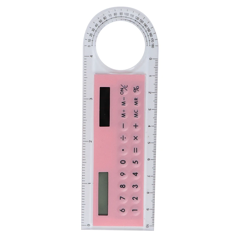 pink Креативный 10 см Солнечный мини калькулятор-Лупа модная многофункциональная линейка школьные офисные принадлежности 1 шт - Цвет: pink