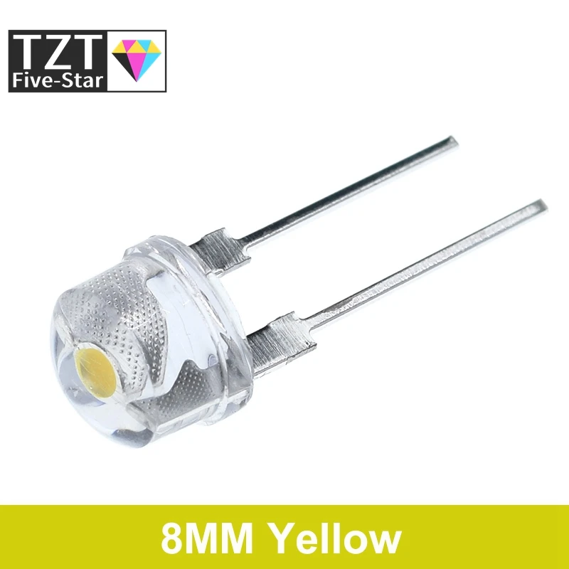 10/100PCS NEUE F8 8mm 0,5 W 3,0-3,2 V Stroh hut LED Weiß Super helle LED lampe Weitwinkel Transparente LED Lampe Strohhut LED – Detail 15
