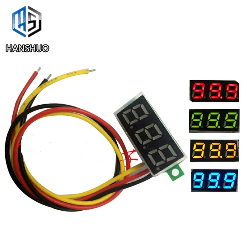 1PCS-Mini-0-28-inch-0-28-3-Wires-Digital-Voltmeter-Blue-Red-Green-Yellow-LED