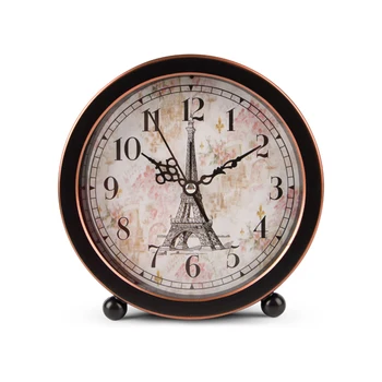 

Retro Creative Metal Alarm Clock Mute Bedside European for Bedroom Clock Round Small Mini Budzik Retro Home Decoration GG50nz