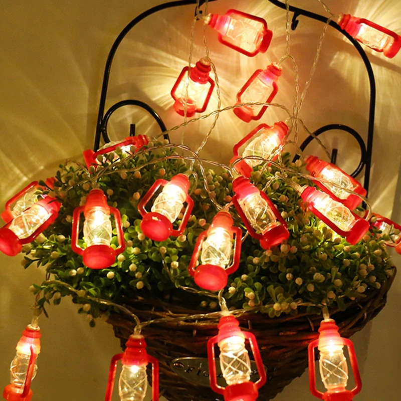 

QYJSD For Home Christmas Ramadan Wedding Patio Outdoor Party Decoration LED Retro String Light Battery Plug USB Oil Garland Lamp