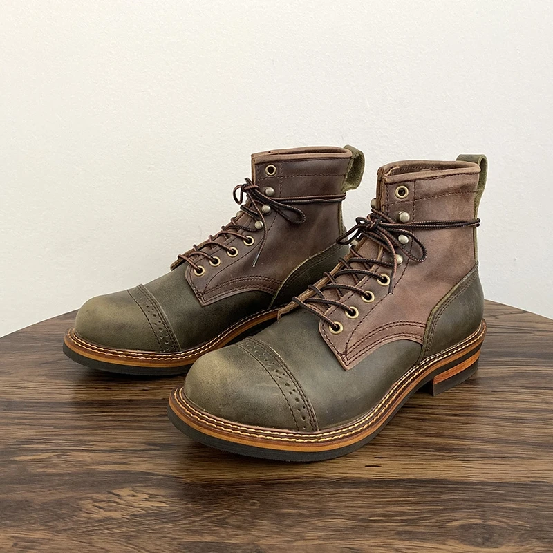 Vintage Genuine Leather Fashion Men Casual Boots Man Vintage Boots