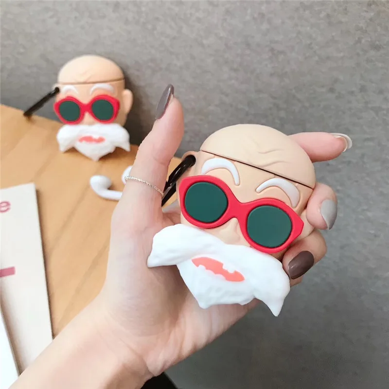 

Case for Airpods Cute Bluetooth Earphone Case for Airpods 2 Protective Cover Silicone Dragon Ball Master Roshi with Keychain
