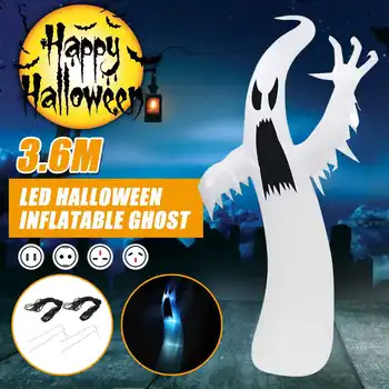 

141In Inflatable Halloween Scary Airblown Giant White Ghost with LED Light Tokyo Ghost Halloween Decor for Yard/Patio/Garden
