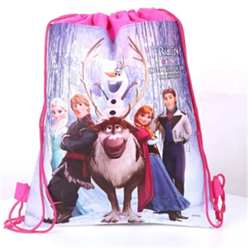 Disney Theme Frozen Elsa Kids Birthday Party Gift Bag Non-Woven Bag Fabric Backpack Child School Bag Decoration Drawstring Bag - Цвет: Frozen-bag-(3)