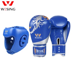 Wesing Boxing Gloves with Headgear 10oz Muay Thai Kickboxing Training Headguard Protection MMA Equipment