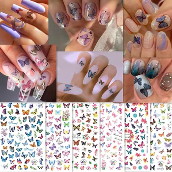 

watermark slider nail stickers nail art decal water transfer flower bronzing butterfly decoration manicure watermark leaf tips