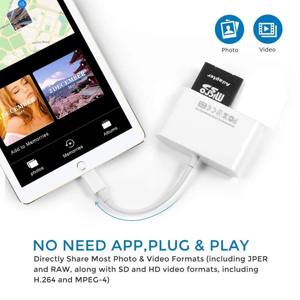 Excuty 3 в 1 USB камера соединительный Комплект SD кард-ридер для телефона и планшета, карта памяти SD/TF кард-ридер, Трейл игровая камера SD карта