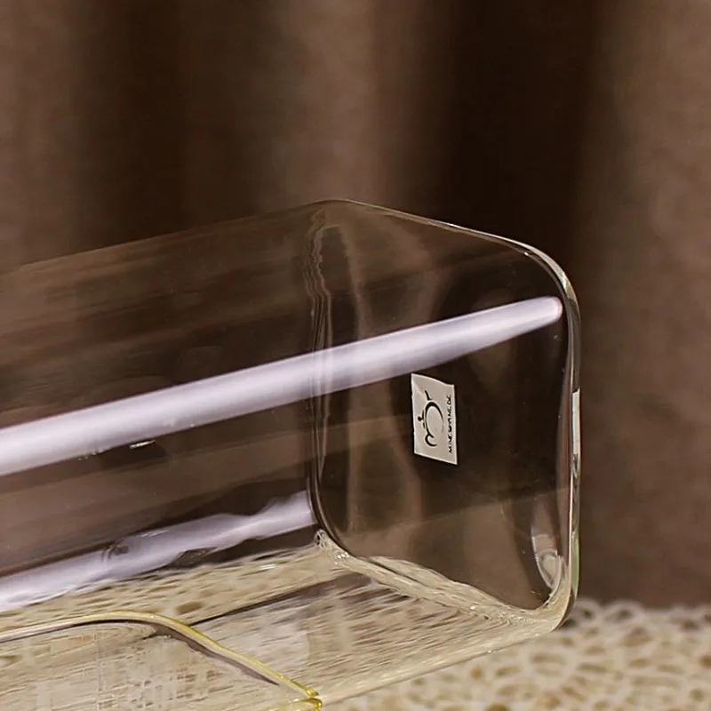 High Temperature Resistant High Borosilicate Glass Square Transparent Water Cup Milk Juice Mug Couple Student Gift Cup 2 Pack