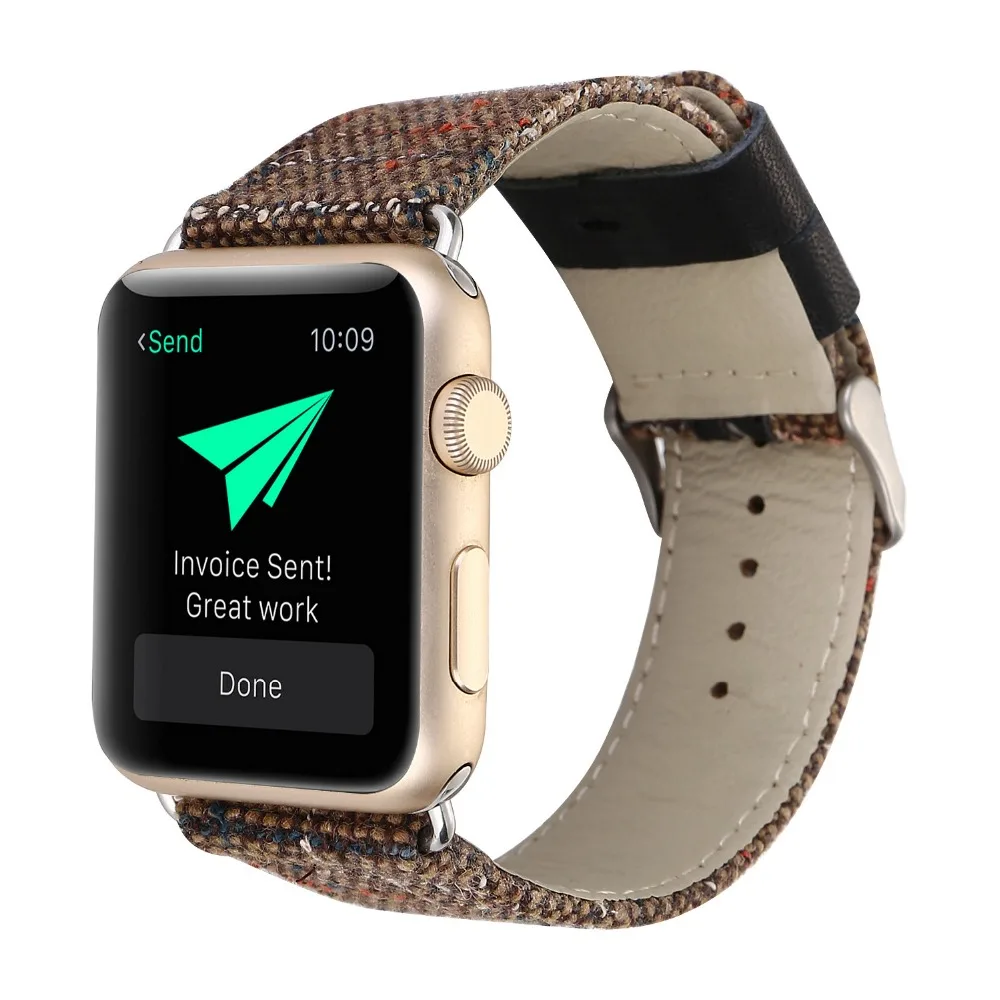 Band For Apple Watch 38mm 42mm 40mm 44mm Fabric Leather Watchband For iWatch Strap Series 1 2 3 4 Bracelet Belt With adapter