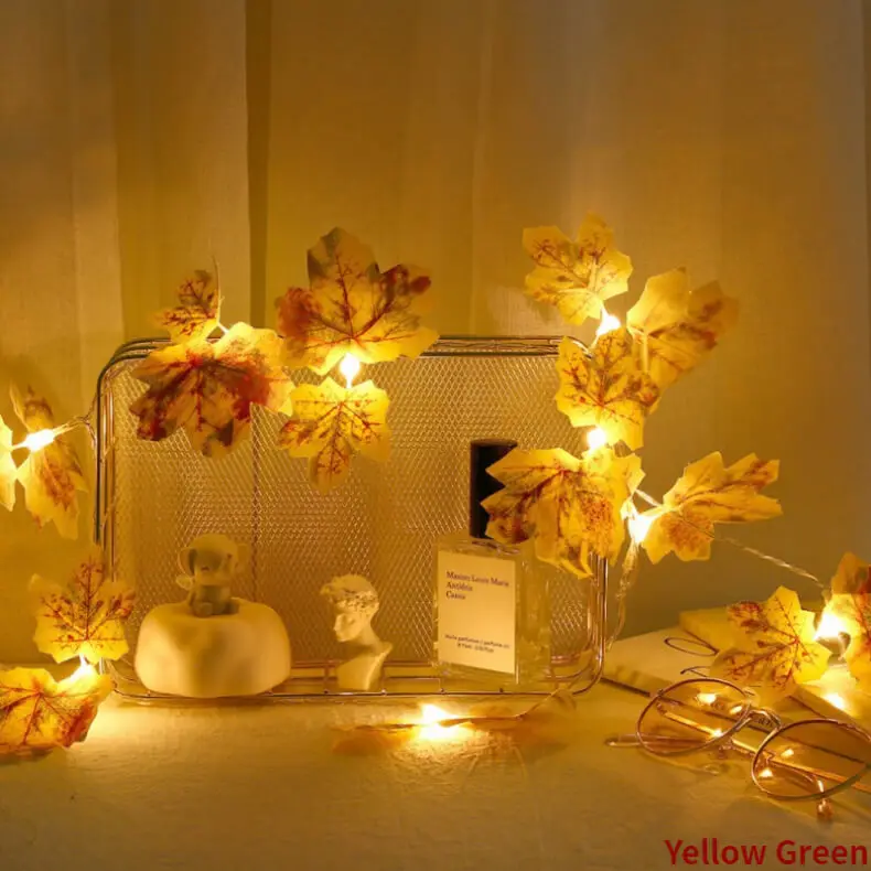 Diwali светильник, гирлянда, светодиодный светильник для патио, с кленовыми листьями, для спальни, цепь лампы, для праздничного салона, вечерние украшения, для лестницы, осень