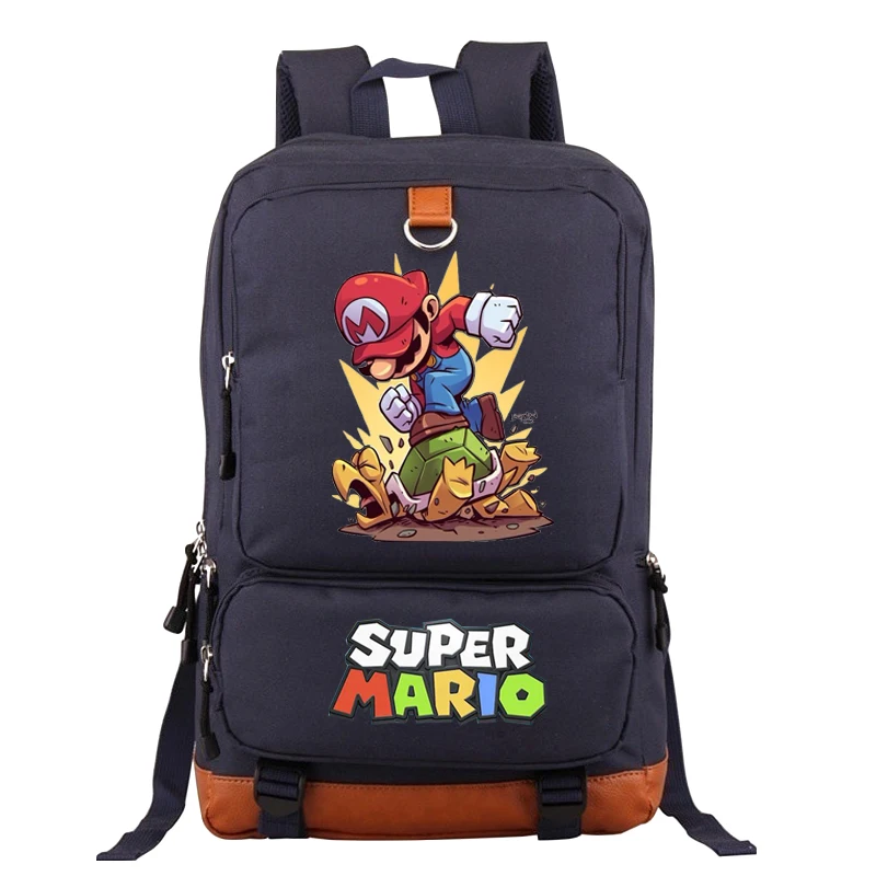Супер рюкзак Марио школьные сумки на плечо для подростков дорожная сумка для ноутбука рюкзак - Цвет: A Navy Blue