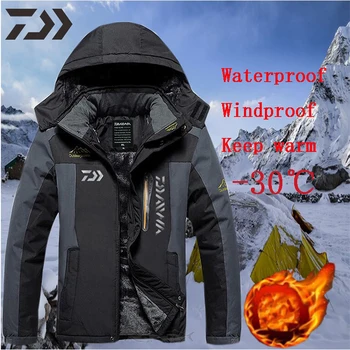 

DAIWA Men's Winter Jacket Durable Hooded Fishing Jackets Waterproof Thermal Fishing Shirts Fishing Clothing Thick Anti-Wrinkle