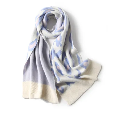 Новинка, шарф с леопардовым принтом, женский зимний шарф-одеяло, теплые мягкие кашемировые шали для холодной погоды, шарфы для женщин, бандана, палантин - Цвет: Синий