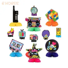 Centre de Table en nid d'abeille, 12 pièces/ensemble, décoration de Table Hip Hop, accessoires de stand Photo pour fête nostalgique à thème des années 80, 1980