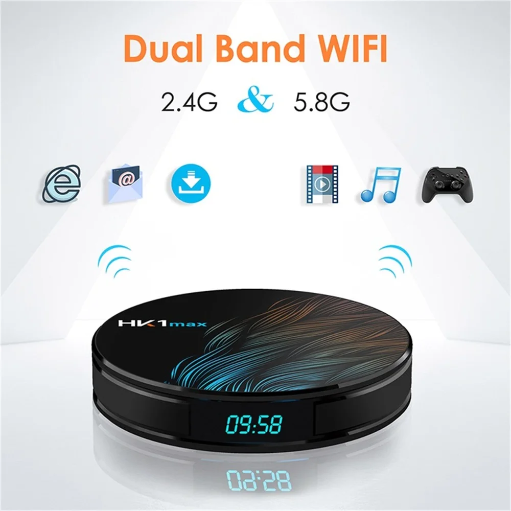 Smart tv Box HK1MAX Android 9,0 4K 60Hz медиаплеер 2,4G/5G Wifi четырехъядерный BT 4,0 телеприставка RK3318 4 Гб ram 64 Гб rom 128 ГБ