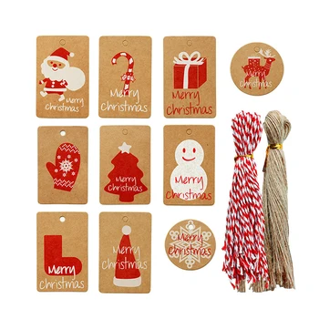 

Nature Color Price Label Cards 1Set DIY Handmake Kraft Paper Wedding Party Decoration Red Christmas Pattern Paper Tag Craft Gift