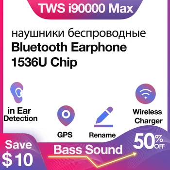 

i90000 MAX 1536U Chip TWS Blutooth Earphone Mini Wireless Sport Headset Headphone Stereo Earbuds PK H1 W1 Chip i90000 pro i9000