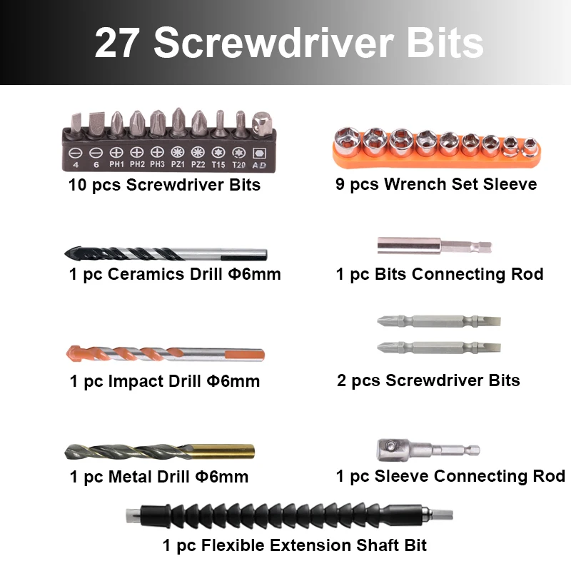 21V Battery Drill Electric Screwdriver power Tool Set Screwdriver Electric Drill Cordless Electric Drill отвертка электрическая  (2)