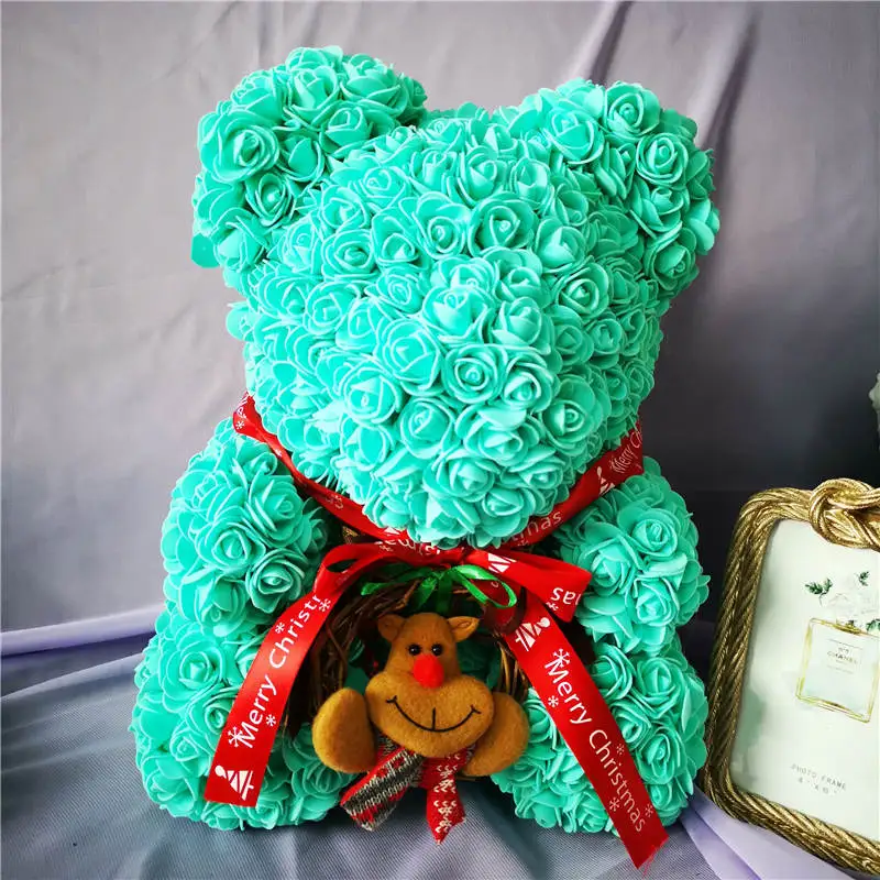 Merry Christmas 40 см Роза Teddi медведь для женщин и девушек Подарок подруге орнаменты из искусственных цветов вечерние розы украшения