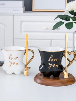 

Creative Cat Paw Shaped Mugs Heart Handle Porcelain Wedding for Coffee Tea Milk Unique Gift for Couple Mother Girl with Gold