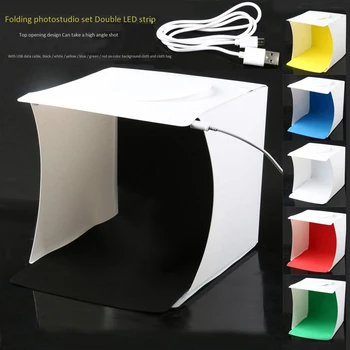 

Mini Photo Studio Box, 8.9 X 9 X 9.5 Inch Portable Photography Light Tent Kit, White Folding Lighting Softbox With 40 Led Lights