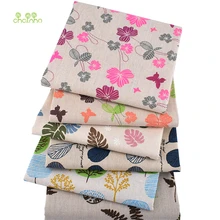 Chainho, 6 шт./лот, цветные листья, набивная хлопковая льняная ткань, для лоскутного шитья и шитья, сумки материал, 25x45 см