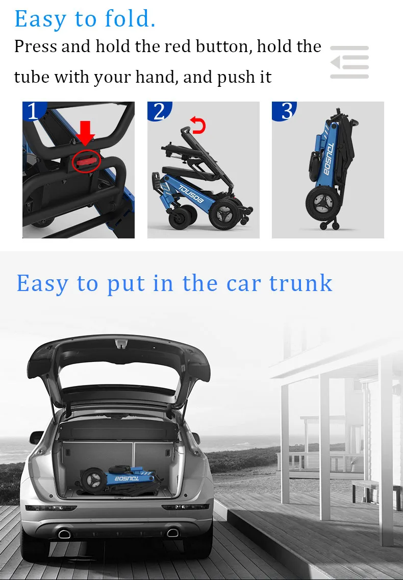  Free shipping 2020 new Design fashion Foldable Power Compact Mobility Aid WheelChair Lightweight ca