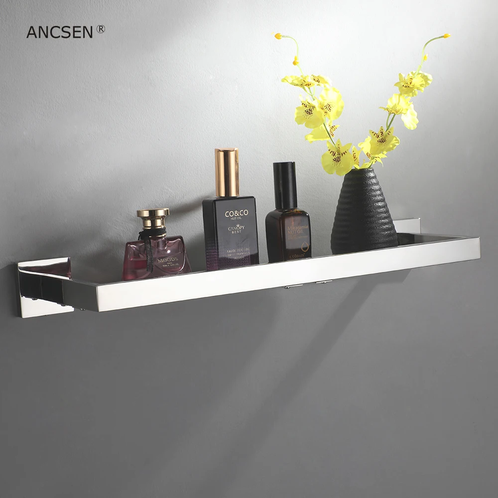 Зеркальный Полировочный стеклянный поднос для шампуня лосьона ванной комнаты душевая полка косметическая