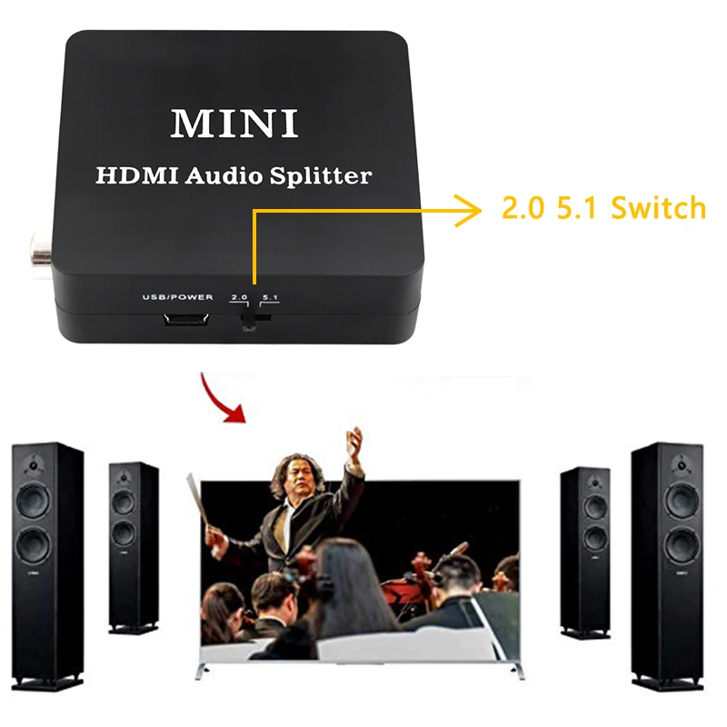  Hdmi Convertitore Audio Splitter Estrattore Hd Toslink Ottico Spdif Coassiale da 3.5 Mm per Cuffie 
