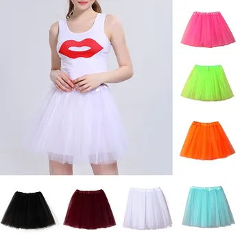 

Women High Quality Pleated Gauze Skirt Adult Tutu Multi Layer Dancing Skirt Ladies Ball Gown Solid Color White Feminina #T1P