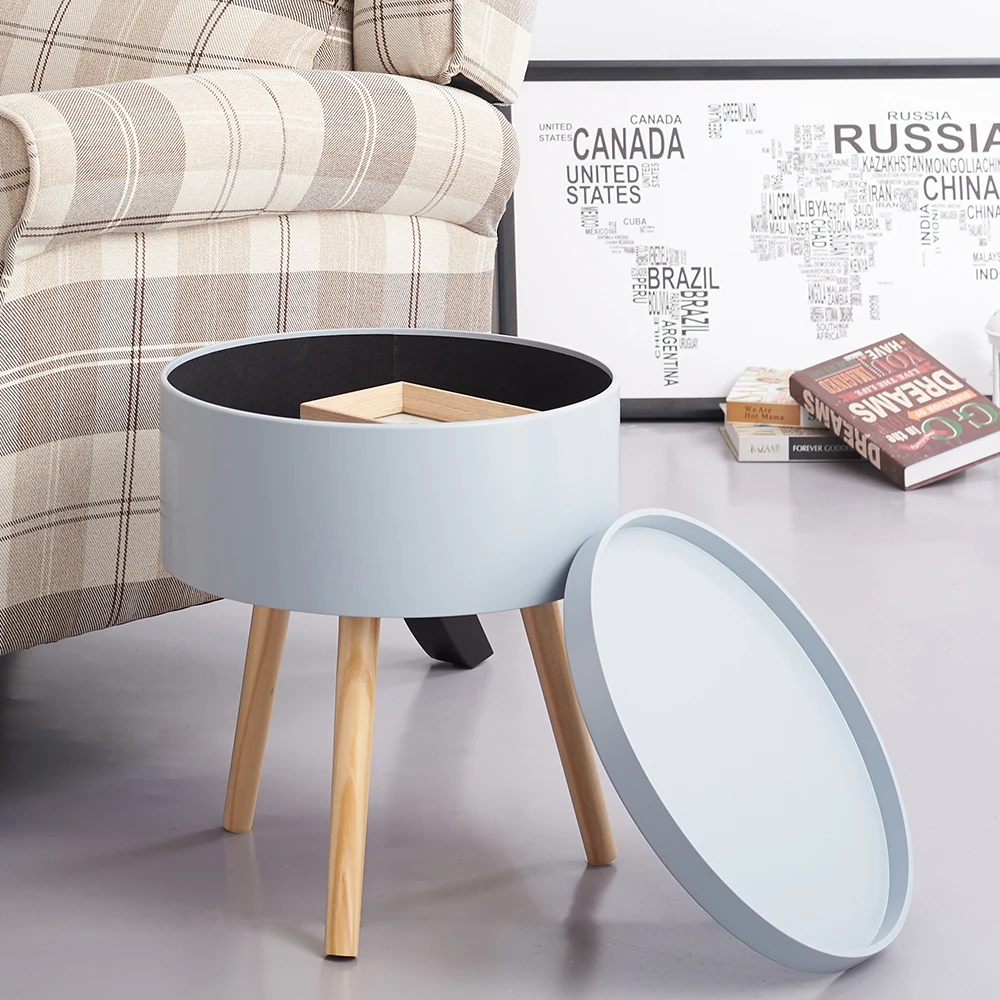  PananaStorage Round Table Livingroom Bedroom Beside Coffee Table Decor Stand with Round Collecting  - 4000603344740