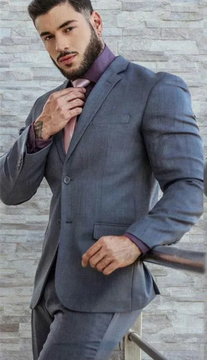 Модный мужской деловой Блейзер, смокинг для жениха, мужской свадебный комплект, брюки, пиджак с отворотом, зауженный крой, мужской костюм Terno Masculino - Цвет: as picture