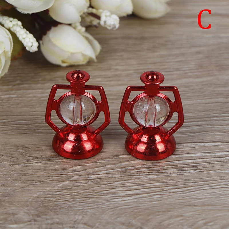 2pcs 1:12 Кукольный домик детский подарок игрушка мини мебель миниатюрная rement черная керосиновая лампа - Цвет: 2pcs